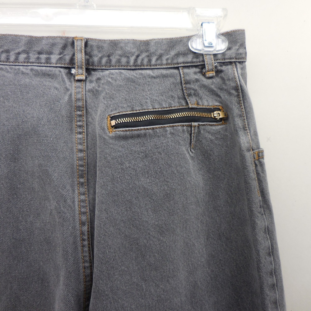 Vintage High Waisted Gray Tapered Leg Pleated‎ Denim Mom Jeans 27x28 Zip Pocket